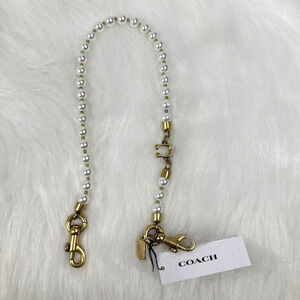 Coach Short Pearl Strap In Brass/Chalk CAU48 NWT